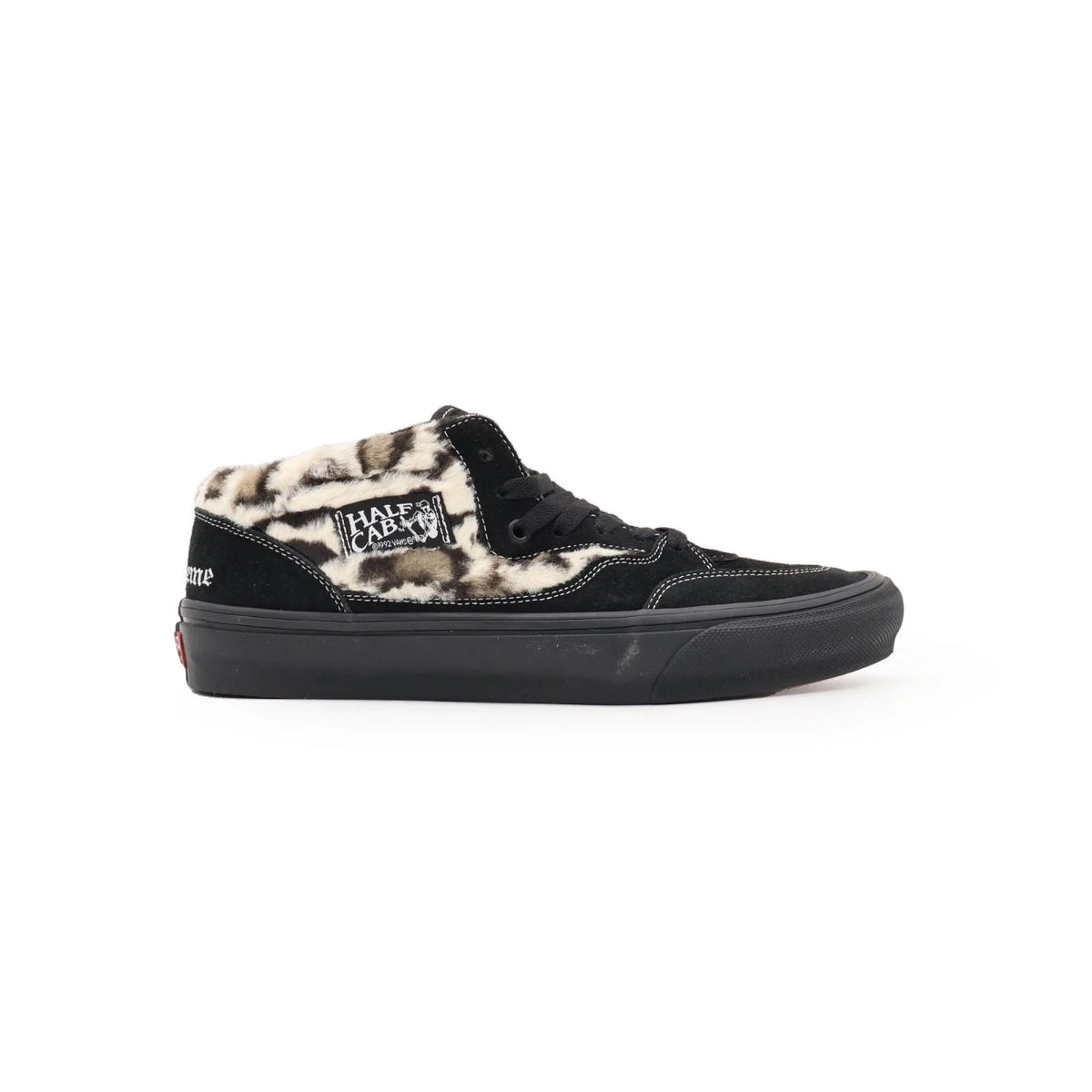 VN0A5KYABMA Supreme Vans Skate Leopard Half Cab 92 Black Animal Beige (Men's)
