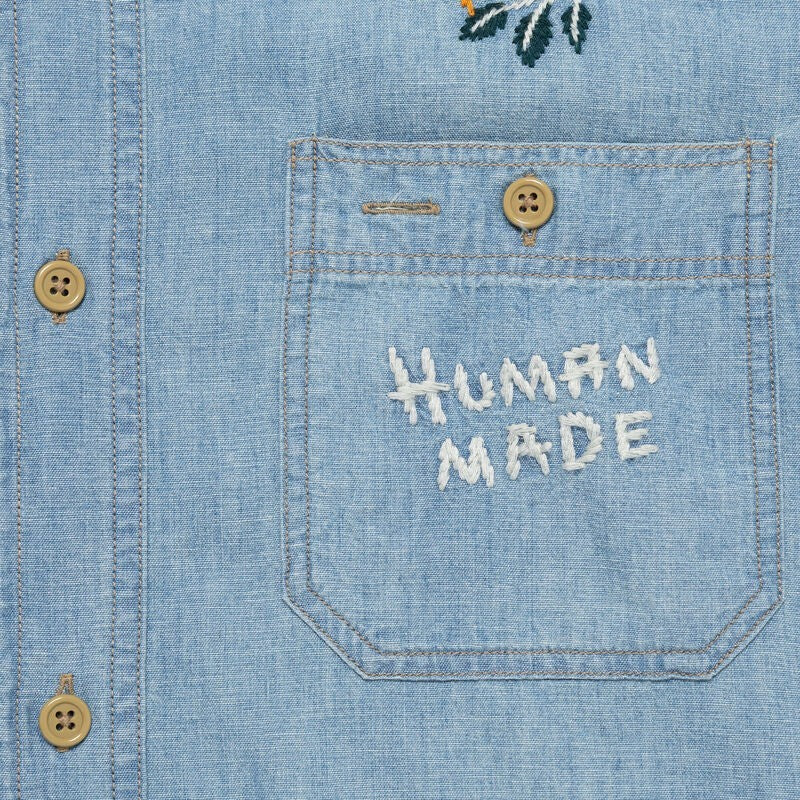 HUMAN MADE Embroidered Chambray Shirt Blue