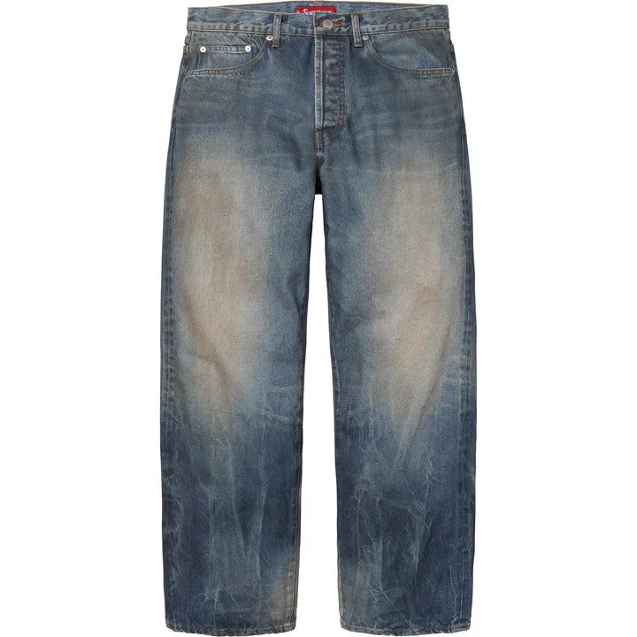 Supreme Distressed Loose Fit Selvedge Jean Washed Indigo