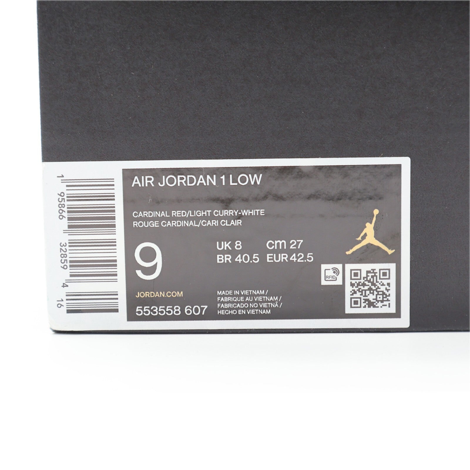 553558-607 Nike Air Jordan 1 Low Cardinal Red White Light Curry Crimson (Men's)