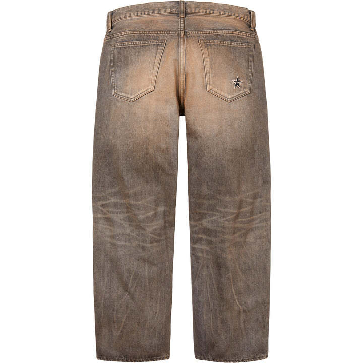 Supreme Distressed Loose Fit Selvedge Jean Washed Grey