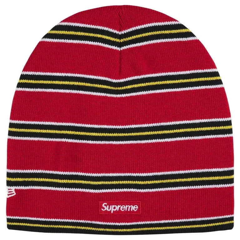 Supreme New Era Stripe Beanie Red