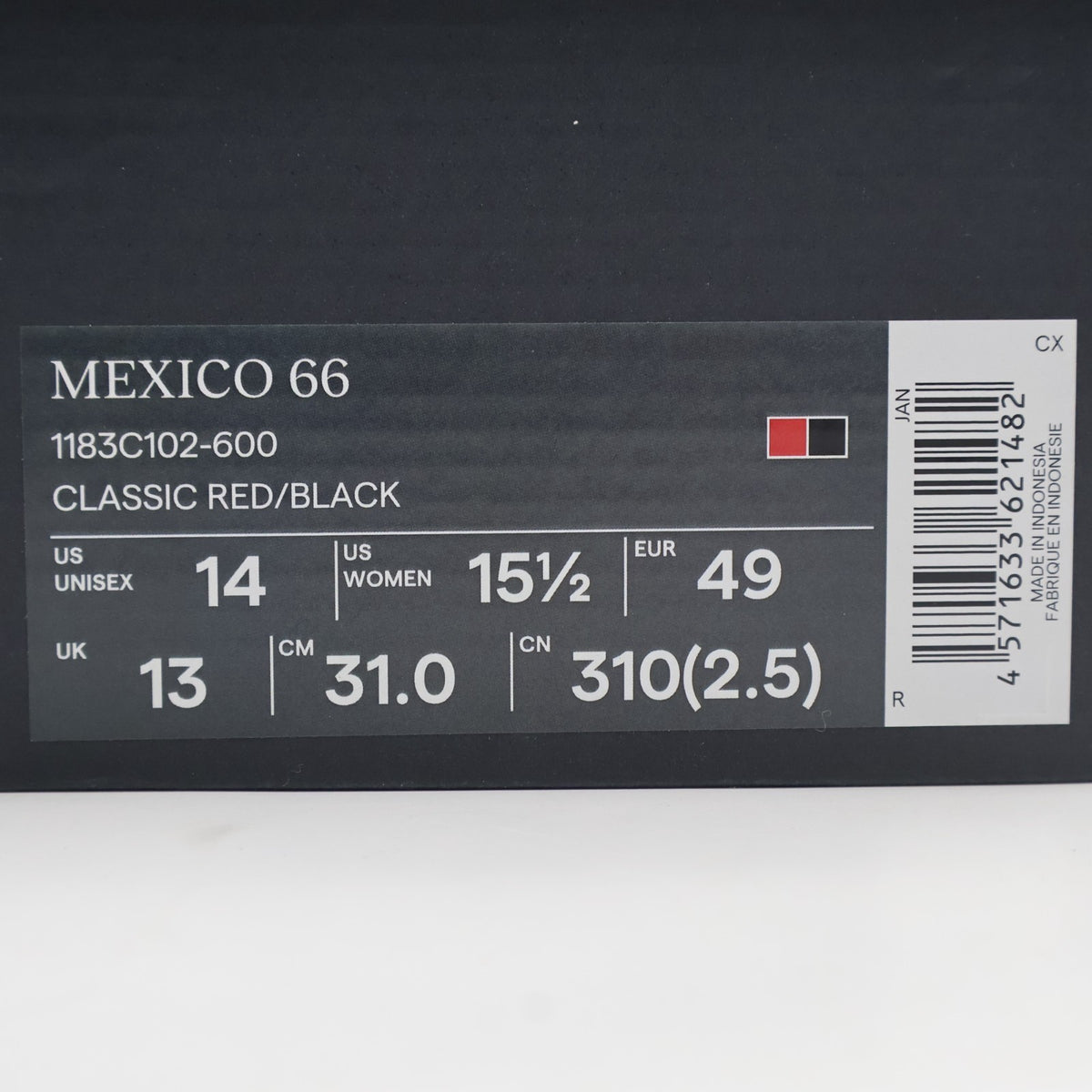 1183C102-600 Onitsuka Tiger MEXICO 66 CLASSIC RED BLACK (Men's)