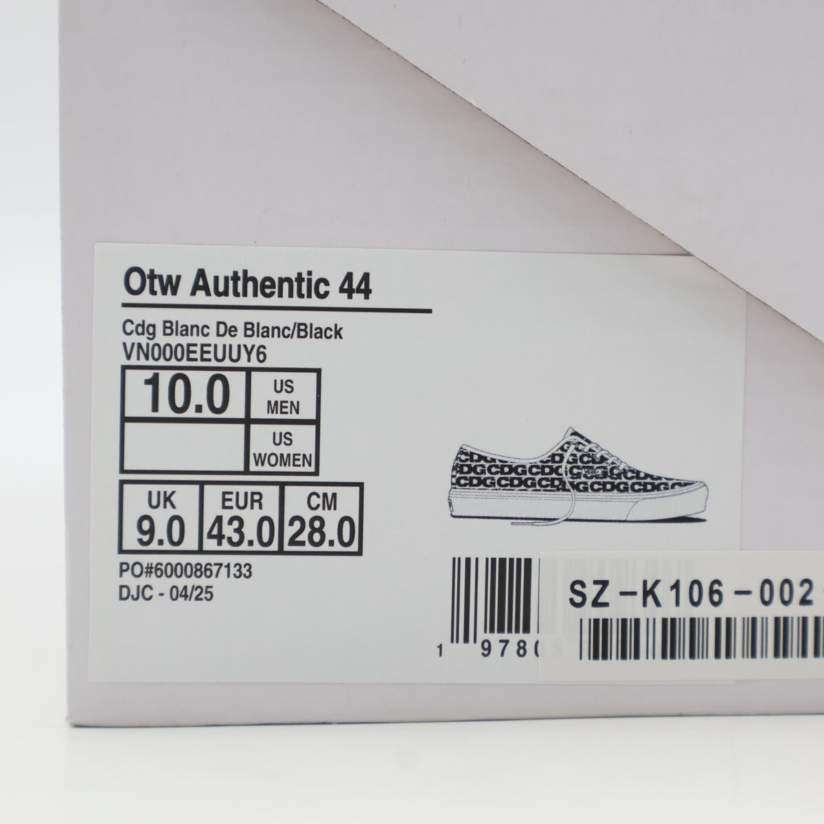 VN000EEUUY6 CDG (COMME des GARCONS) Ã OTW by Vans Authentic White (Men's)