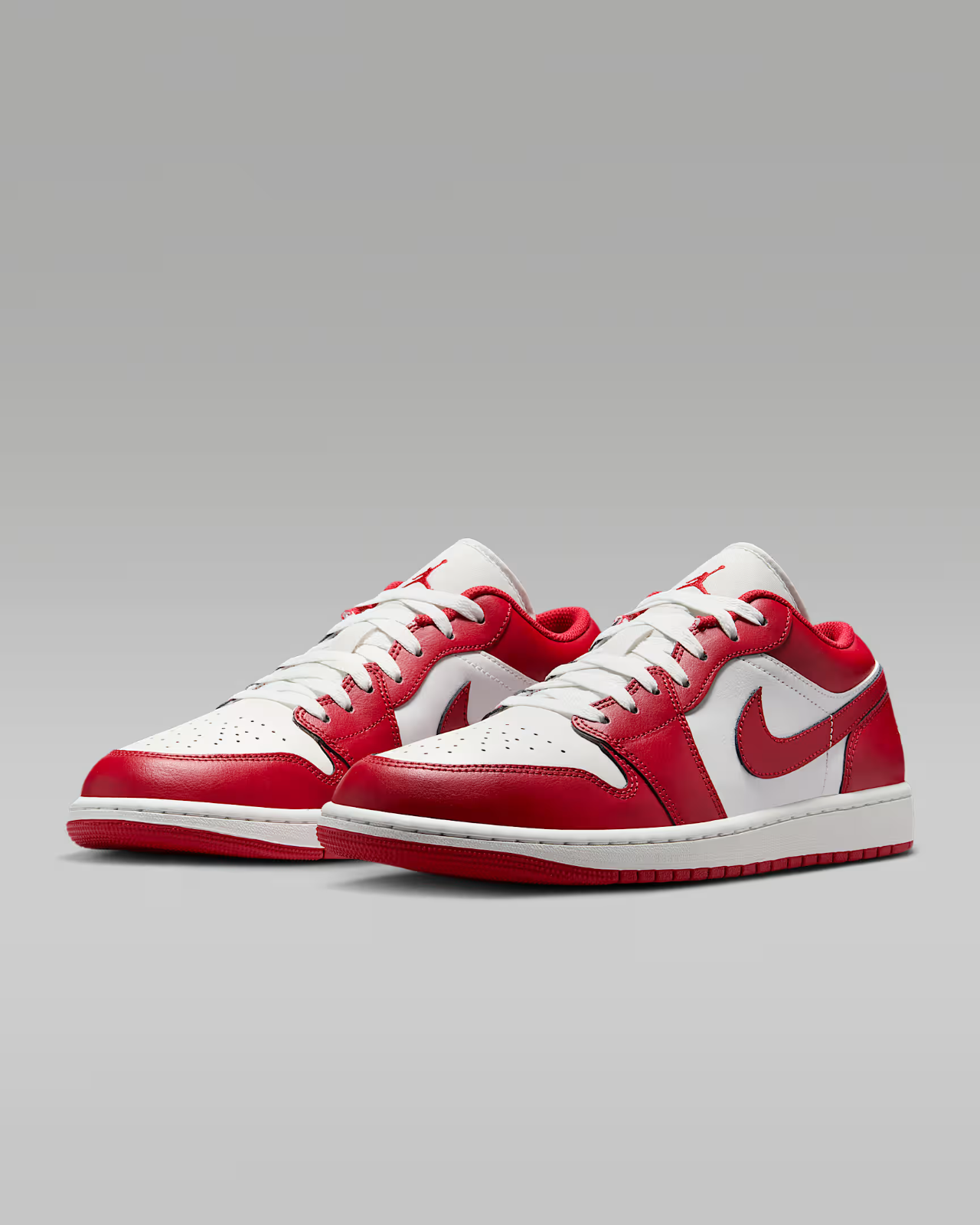 553558-166 Nike Air Jordan 1 Low Summit White Summit White Varsity Red (Men's)