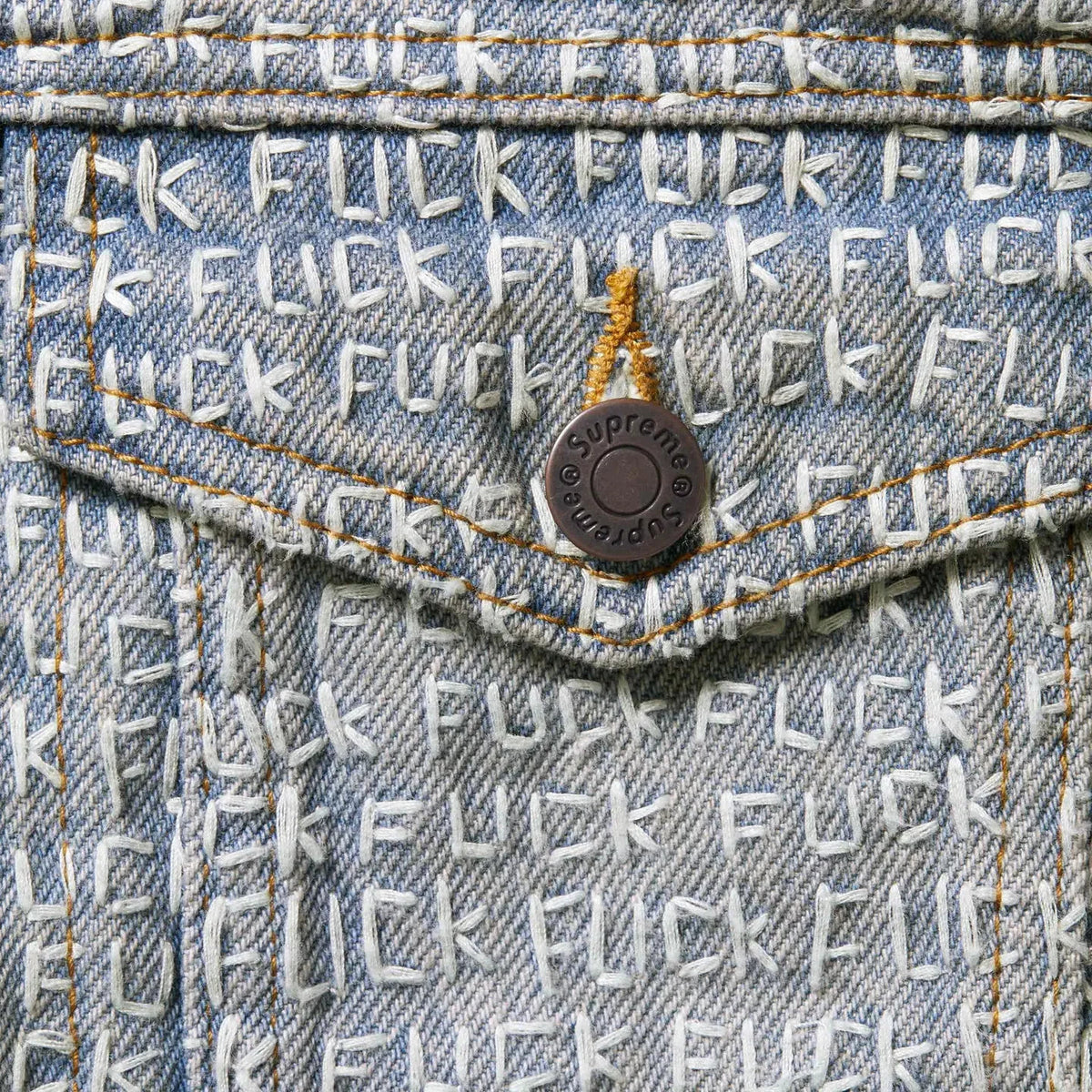 Supreme F*ck Stitch Denim Trucker Jacket Blue