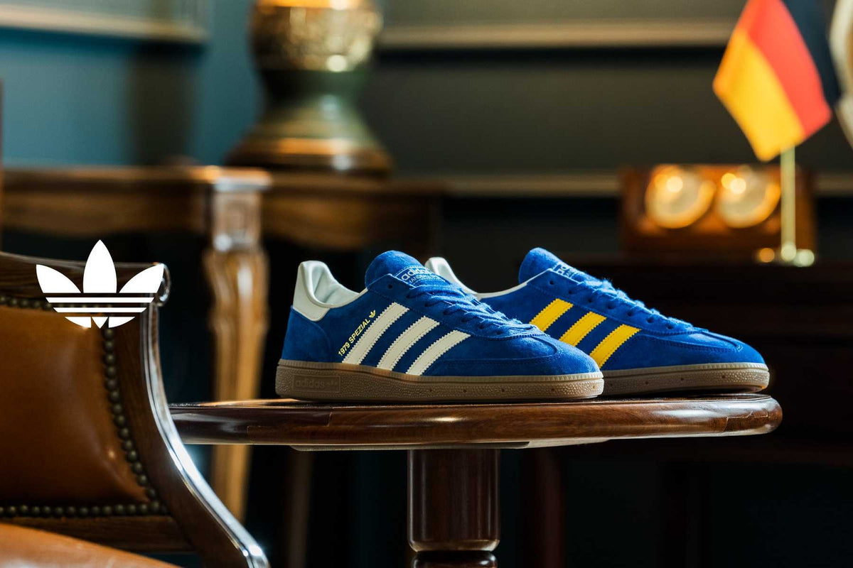 IH0130 adidas Originals Handball Spezial Made in Germany Blue Yellow Gum (Men's)