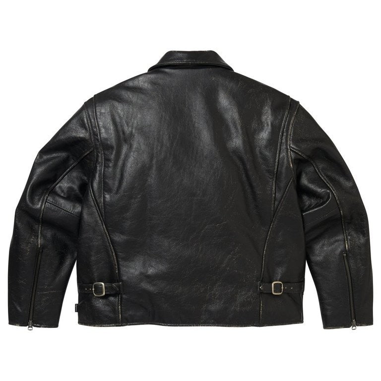Supreme x Schott Distressed Leather Jacket Black