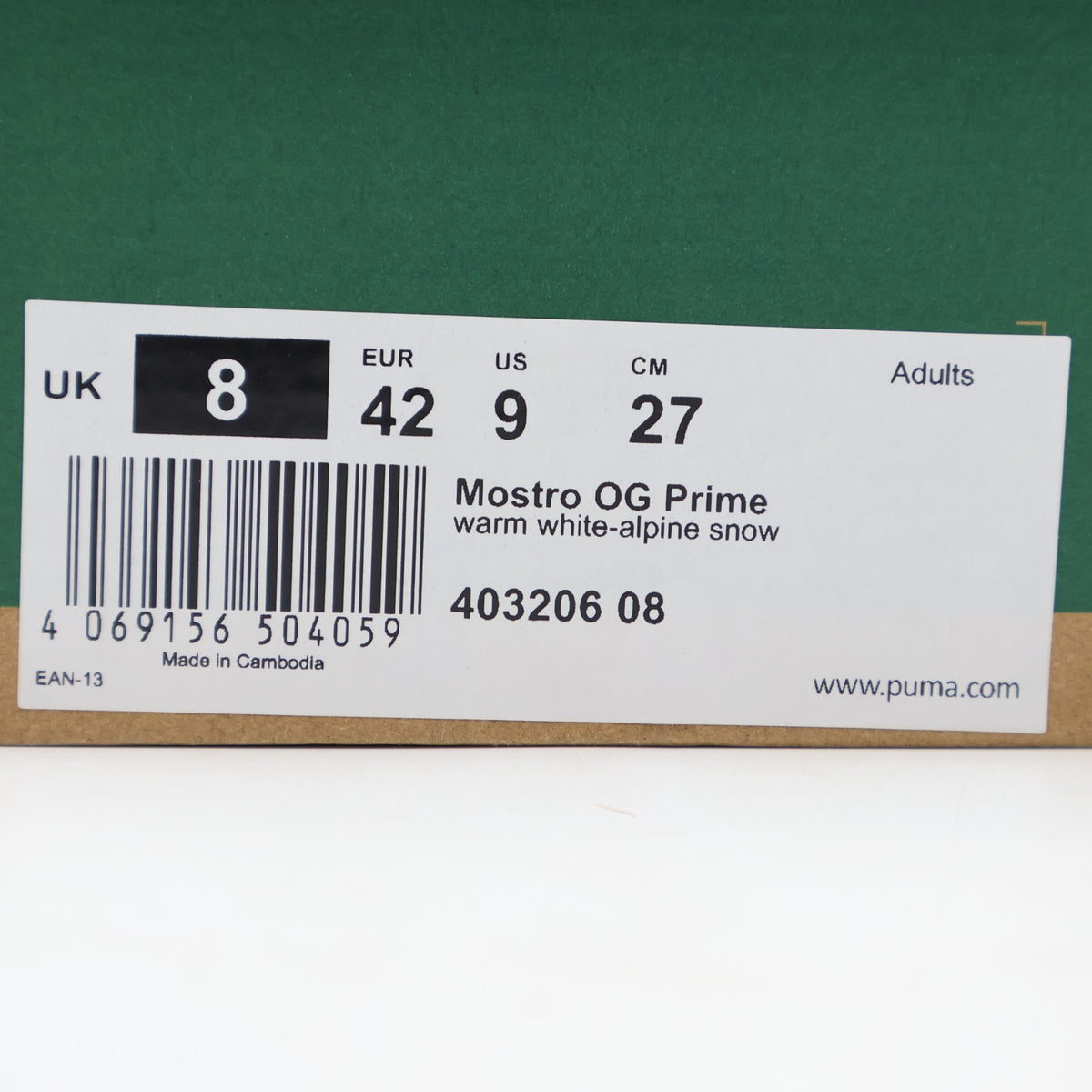 403206-08 Puma Mostro OG Prime Warm White Alpine Snow (Men's)