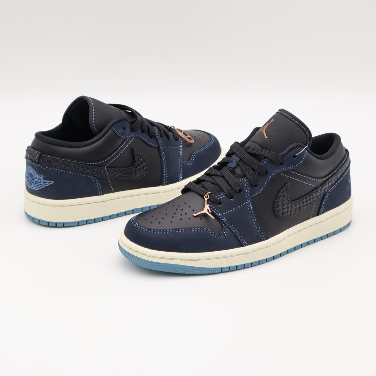 FJ5478-010 Nike Air Jordan 1 Low Navy Black Snakeskin Dark Obsidian (Women's)