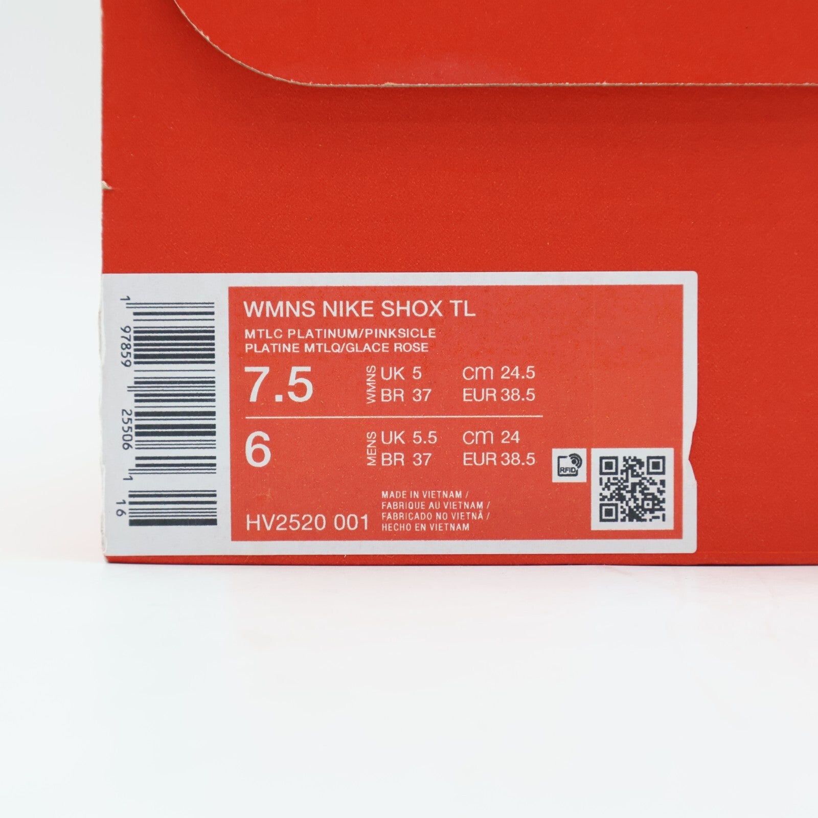 HV2520-001 Nike Shox TL Metallic Platinum Pinksicle (Women's )
