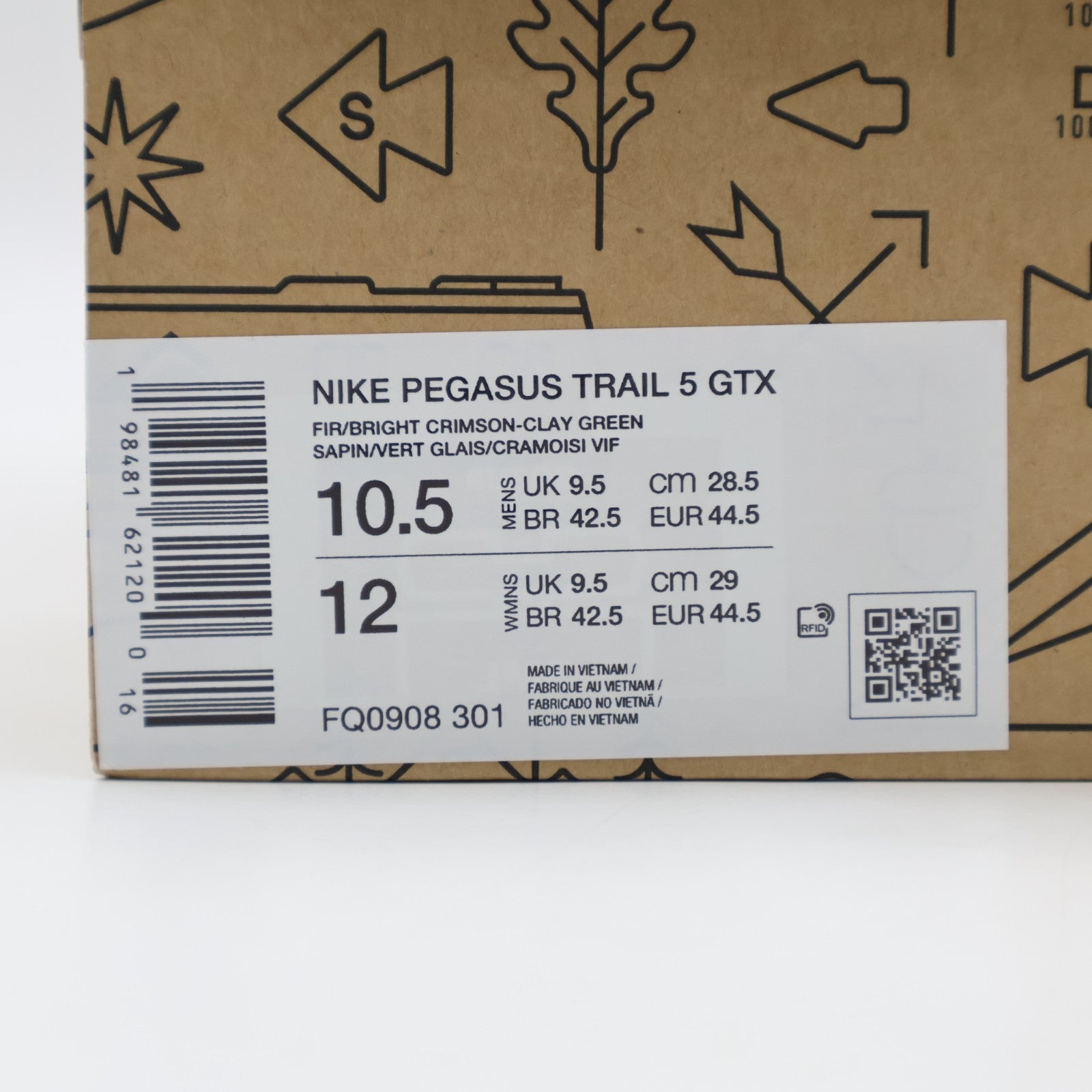 FQ0908-301 Nike Pegasus Trail 5 GORE-TEX Fir Clay Green Desert Ochre (Men's)