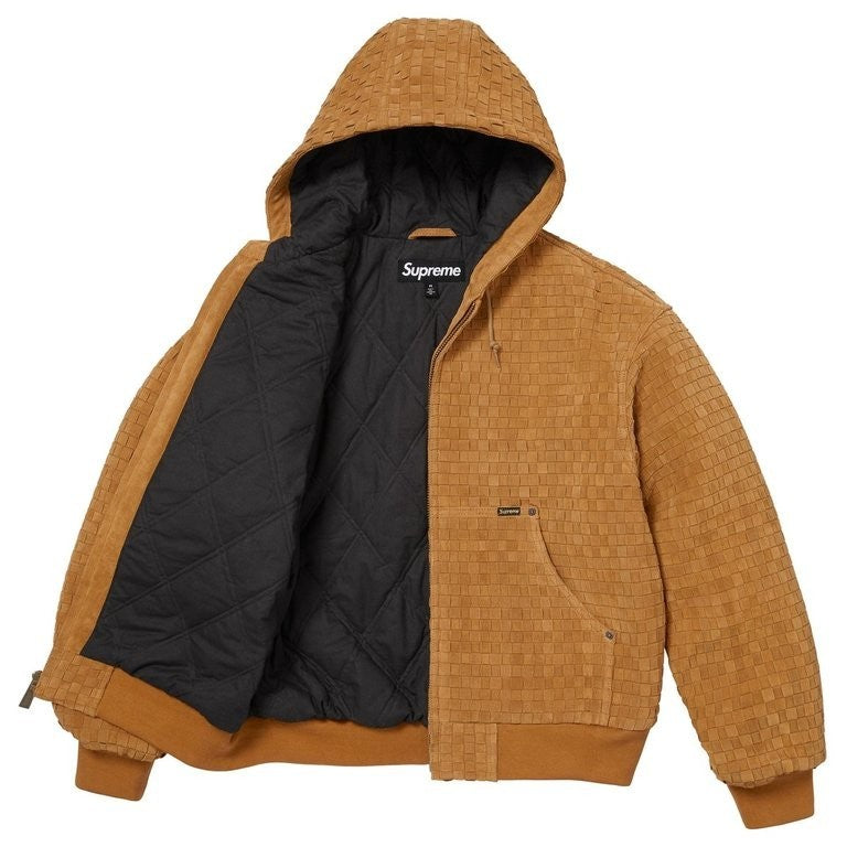 Supreme Woven Suede Hooded Work Jacket Mustard