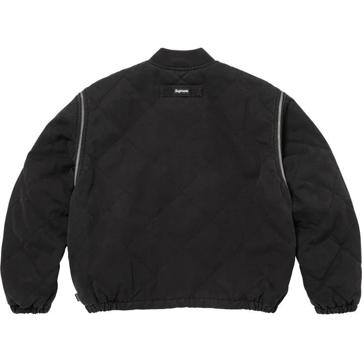 Supreme Zip-Off Sleeve Quilted Bomber Jacket Black