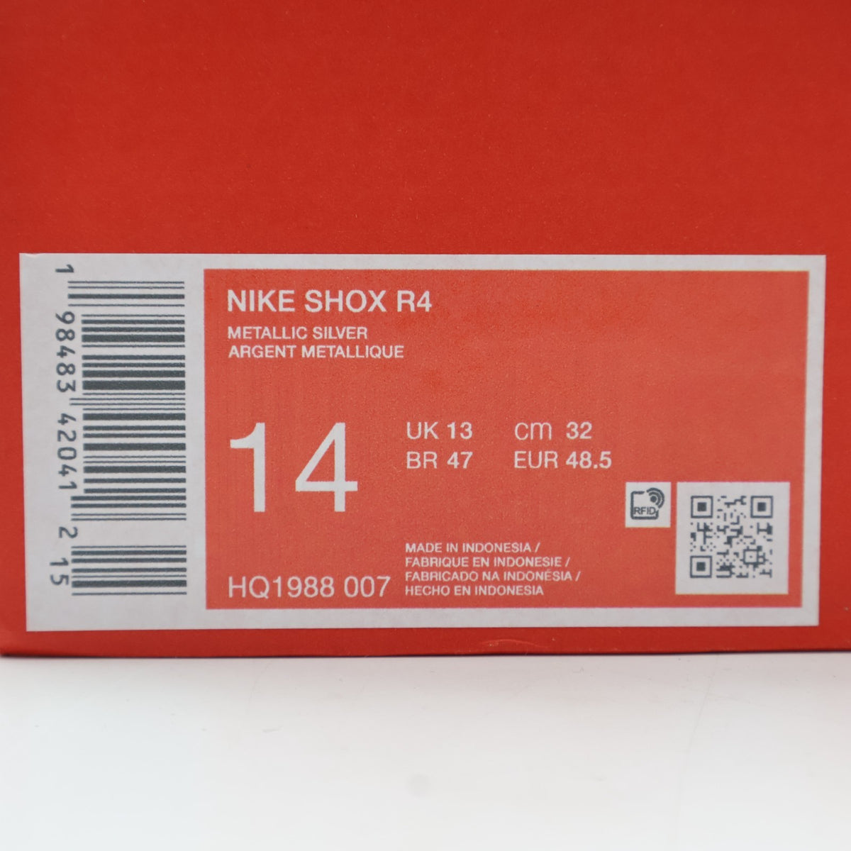 HQ1988-007 Nike Shox R4 Metallic Silver Black (Men's)