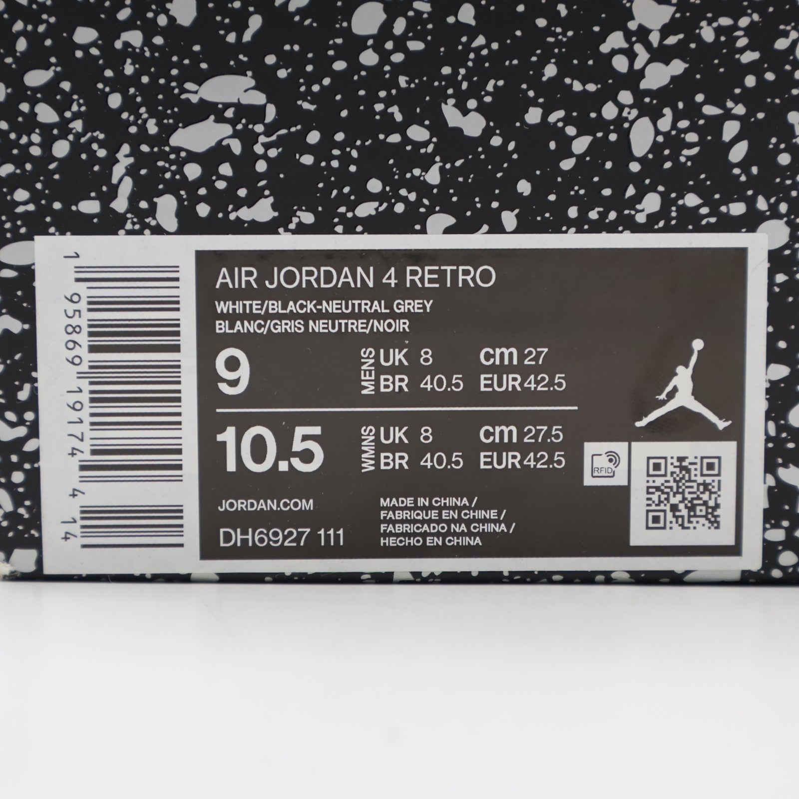 DH6927-111 Nike Air Jordan 4 Military Black White Neutral Grey (Men's)