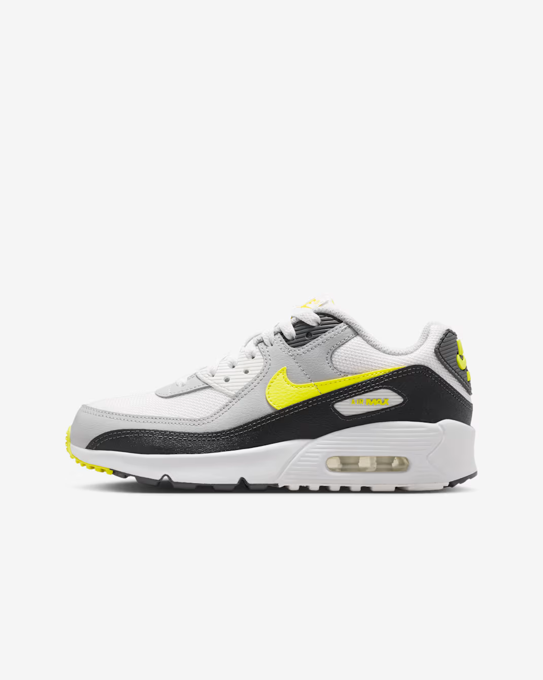 IQ0098-100 Nike GS Air Max 90 Off White Dark Smoke Grey Light Smoke Grey Sonic