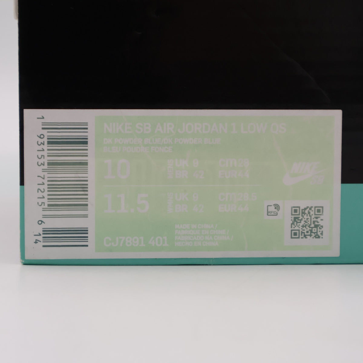 CJ7891-401 Nike SB Air Jordan 1 Low UNC Dark Powder Blue White (Men's)