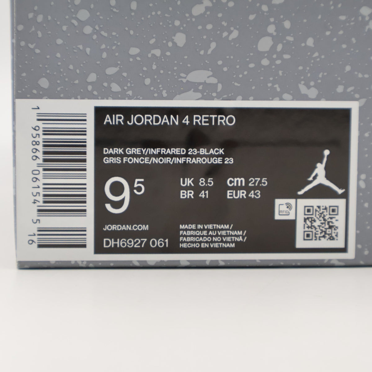 DH6927-061 Nike Air Jordan 4 Infrared 23 Black Cement Dark Grey Red (Men's)