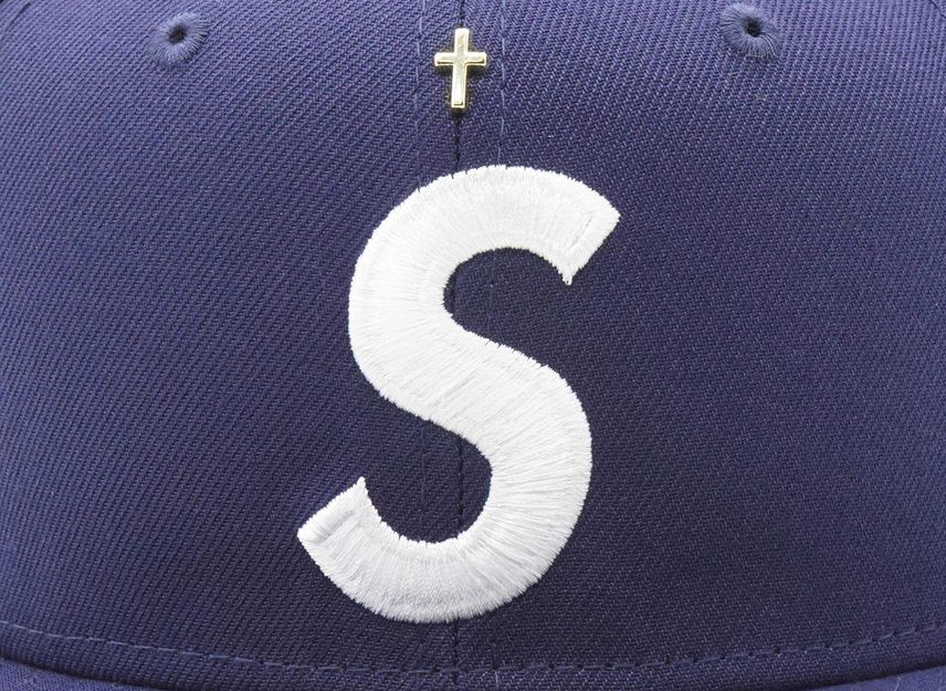 Supreme Gold Cross S Logo New Era Light Navy