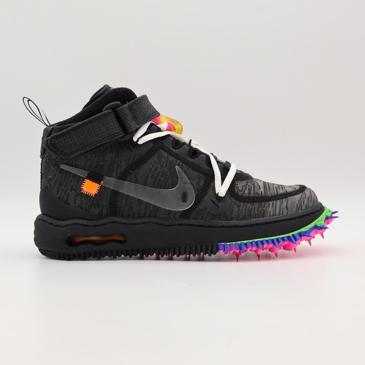 DO6290-001 Off-White Nike Air Force 1 Mid Black Clear Pink Orange Green (Men's)