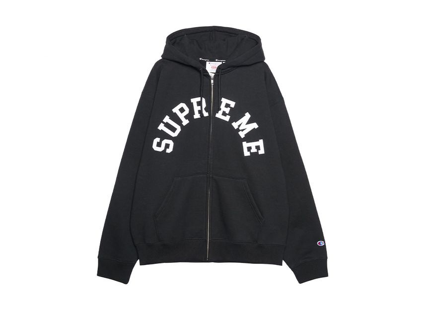 Supreme Champion Zip Up Hooded Sweatshirt Black