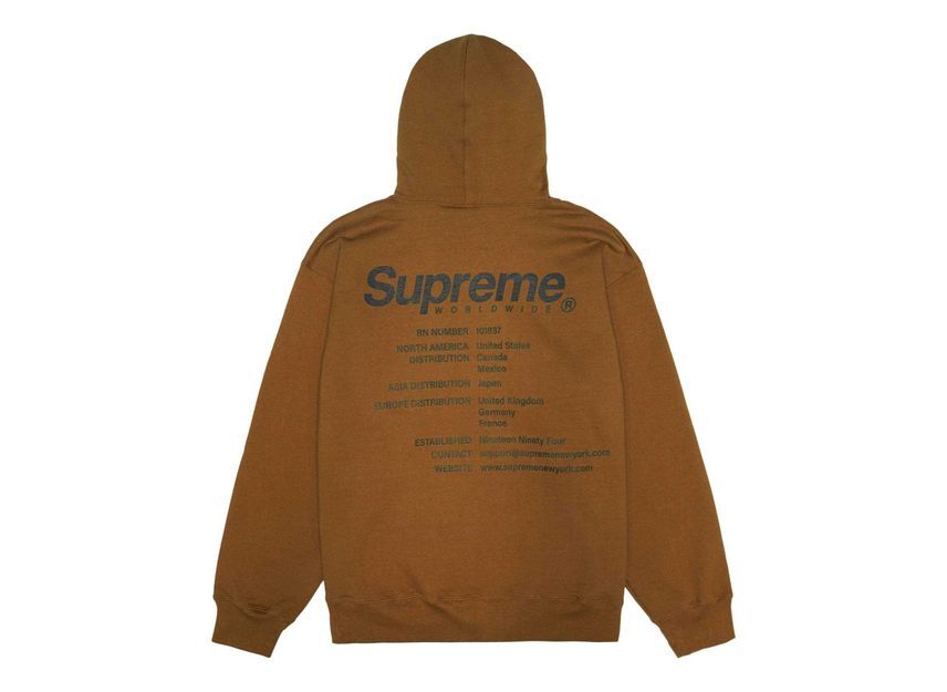 Supreme Worldwide Hooded Sweatshirt Olive Brown