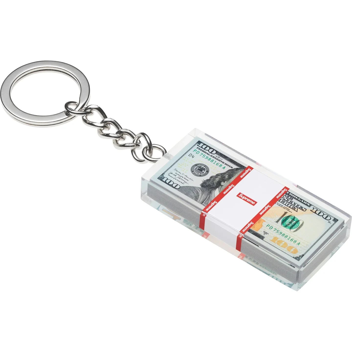 Supreme Cash Paperweight Keychain Clear