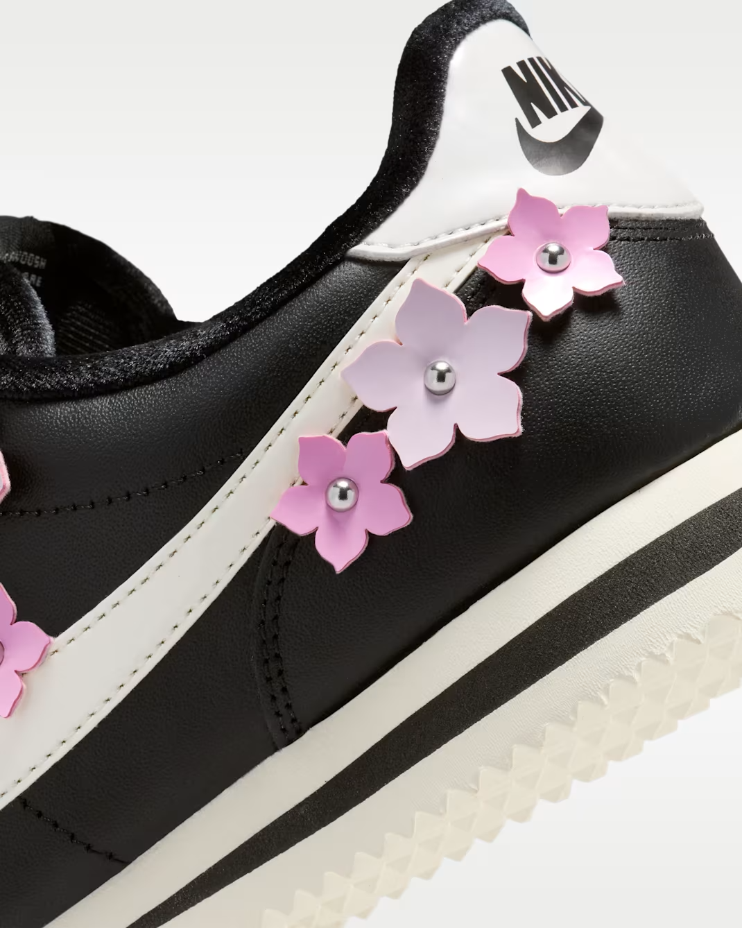 IV5675-001 Nike Cortez Leather Floral Pack Black Pink Rise (Women's)