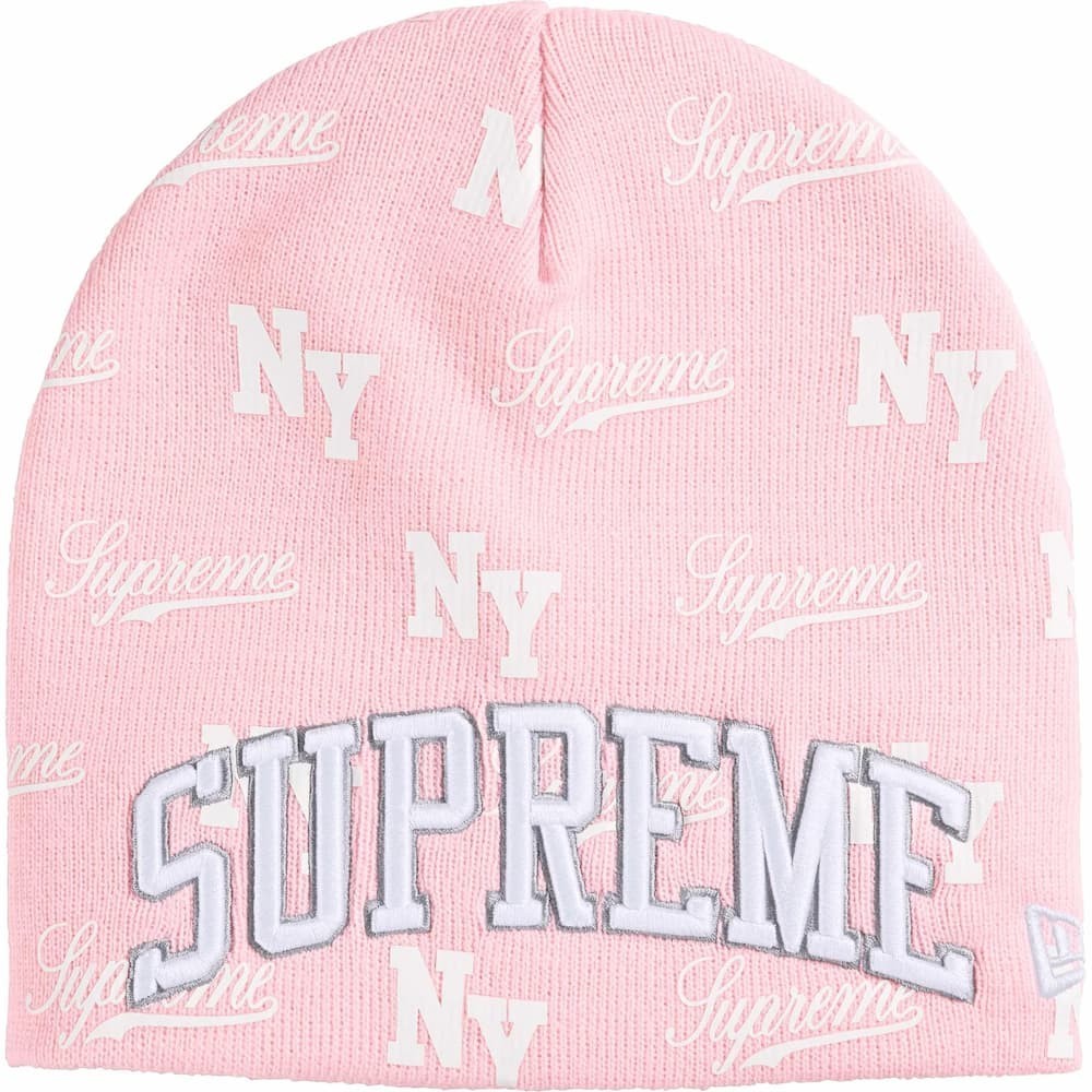 Supreme New Era Monogram Beanie Pink