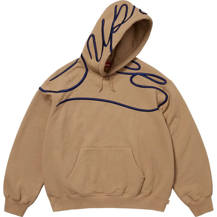 Supreme Shoulder Script Hooded Sweatshirt Light Tan