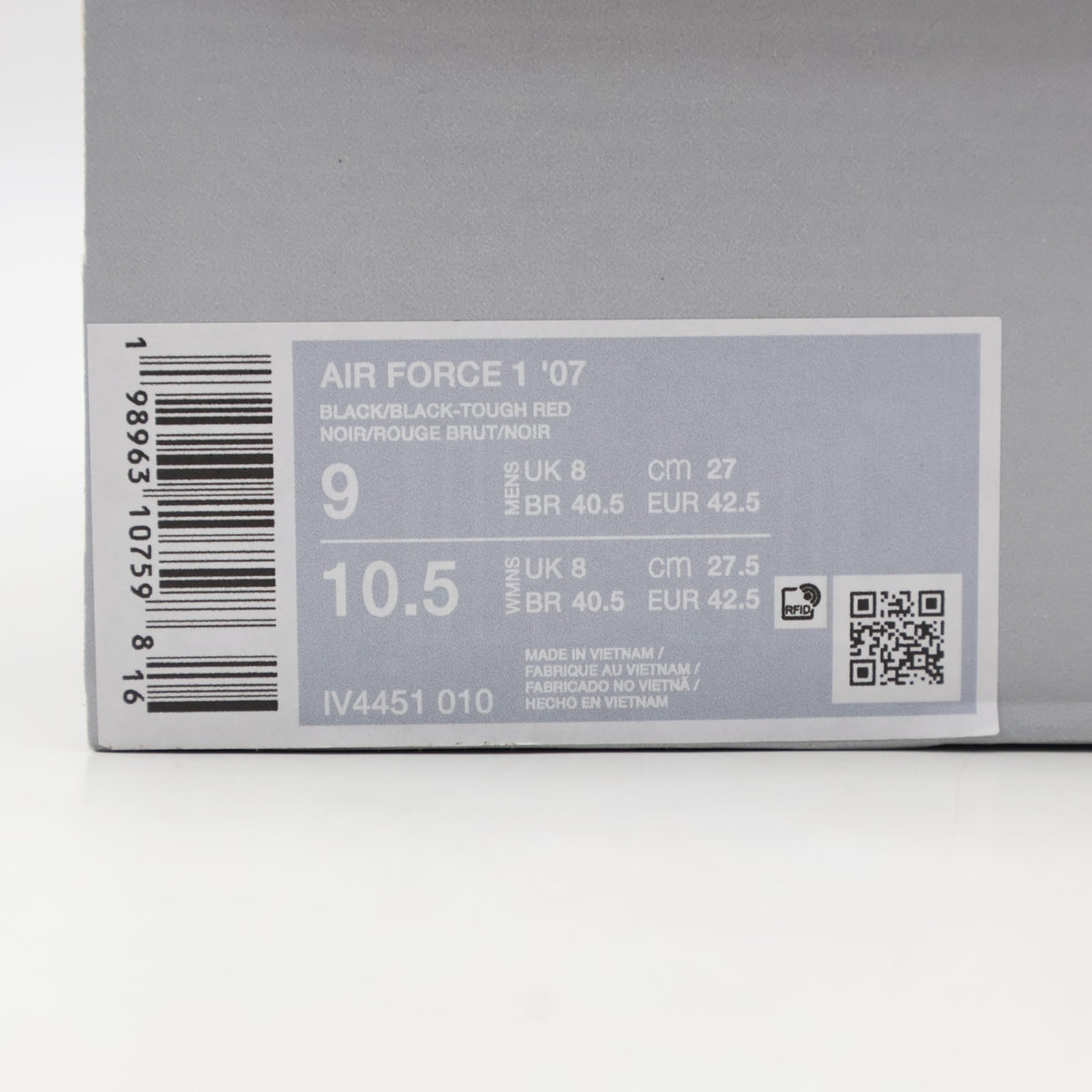 IV4451-010 Nike Air Force 1 Low '07 "Black"