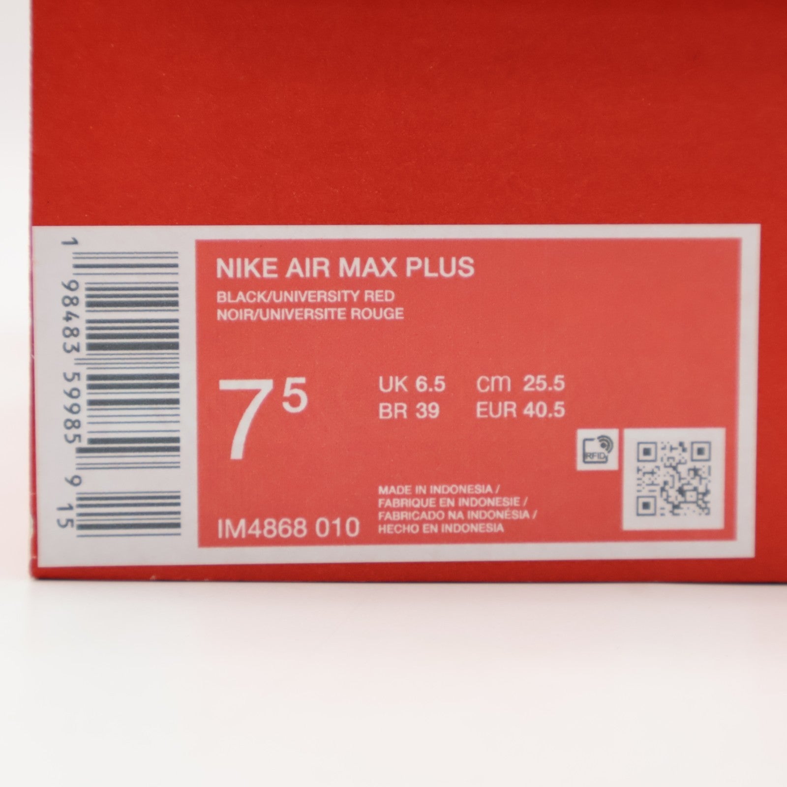 IM4868-010 Nike Air Max Plus Black Red (Men's)