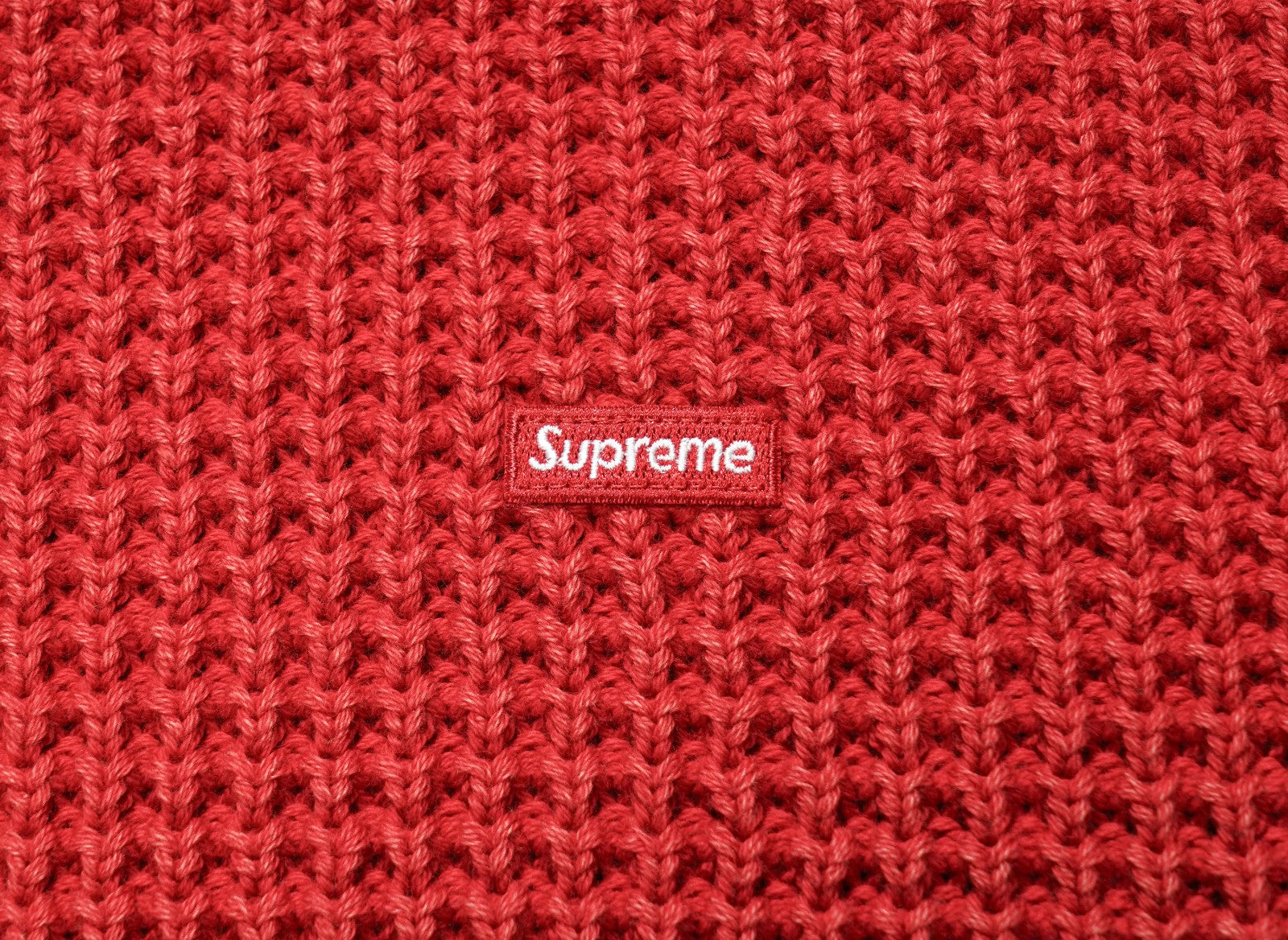 Supreme Washed Small Box Waffle Sweater "Red"