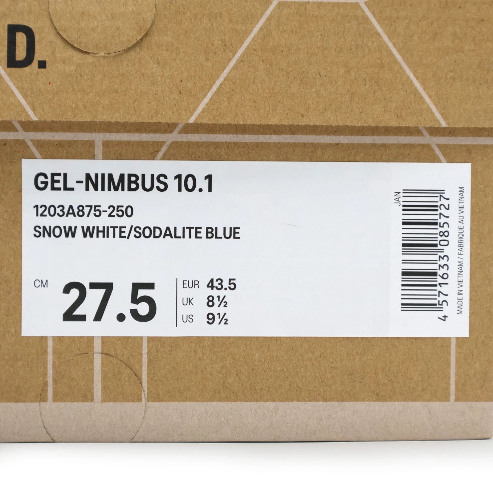 1203A875-250 END. Asics Gel-Nimbus 10.1 Snow White Sodalite Blue (Men's)
