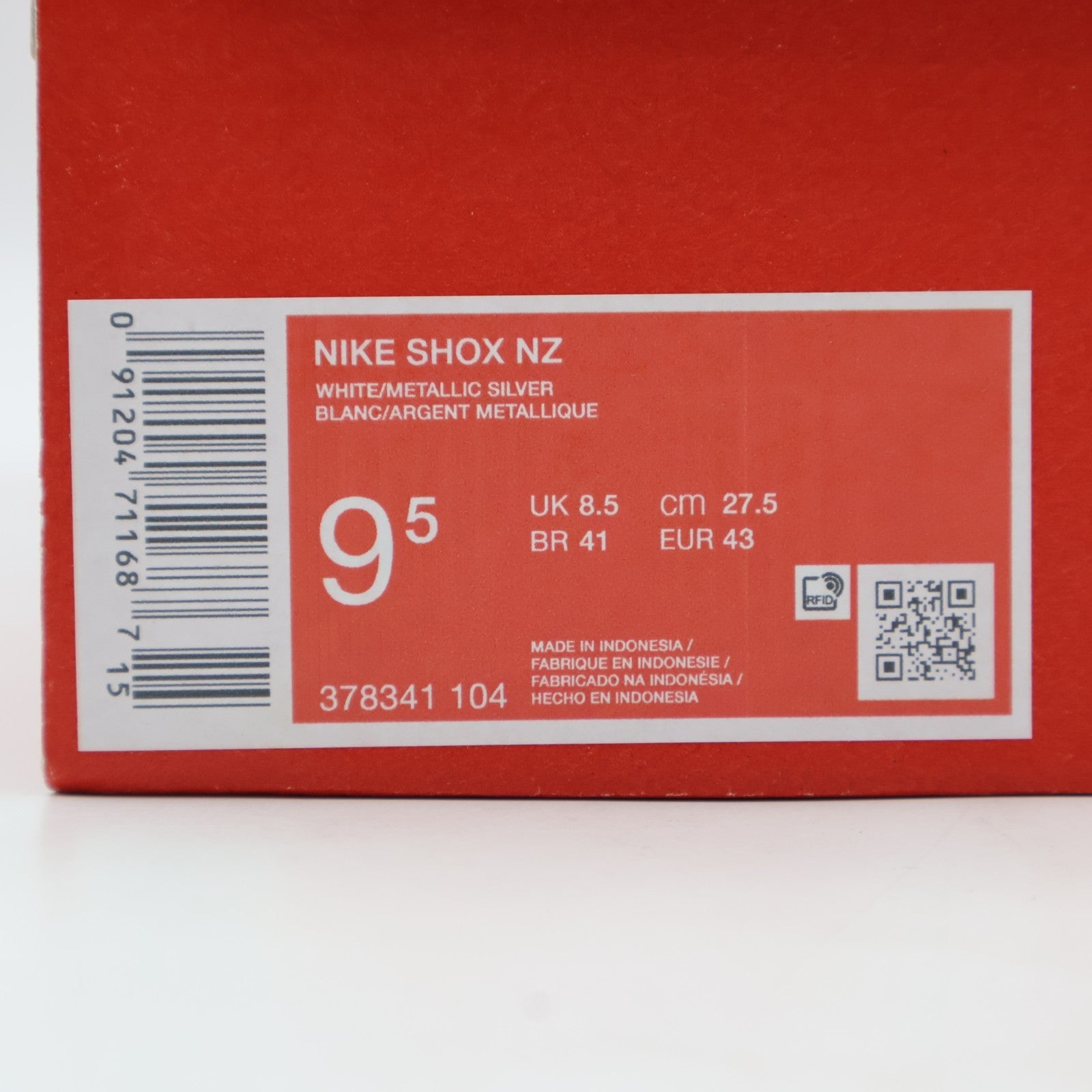 378341-104 Nike Shox NZ Shoes White  Sport Red  Cool Grey  (Menâs)