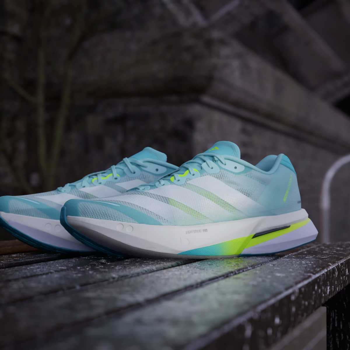 JS4957 adidas Adizero Boston 13 Blue/Zero Metalic/Lucid Lemon (Women's)
