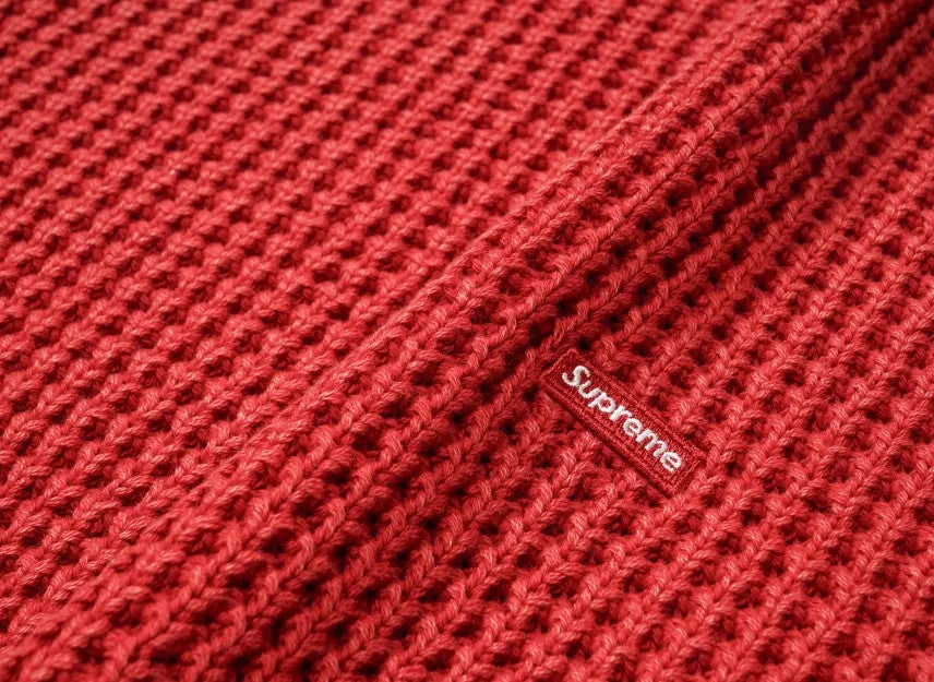 Supreme Washed Small Box Waffle Sweater "Red"