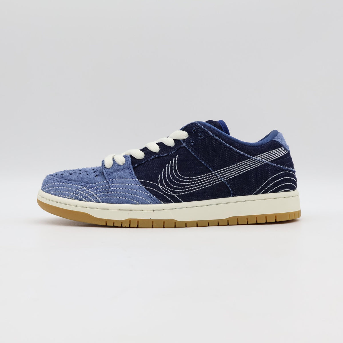 CV0316-400 Nike SB Dunk Low Sashiko Denim Gum Mystic Navy Light Brown (Men's)
