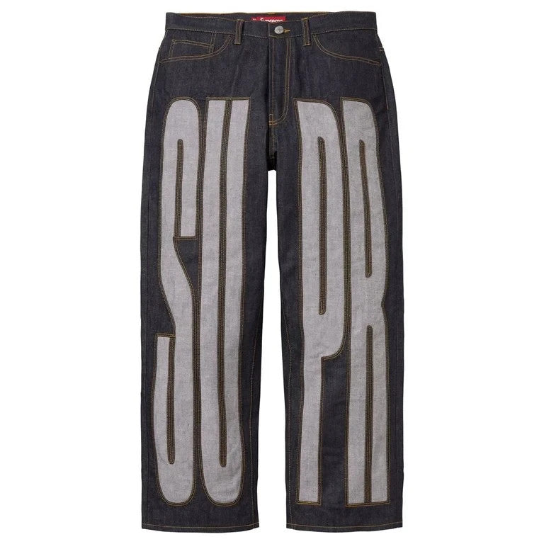 Supreme Inset Spellout Baggy Jean Rigid Indigo