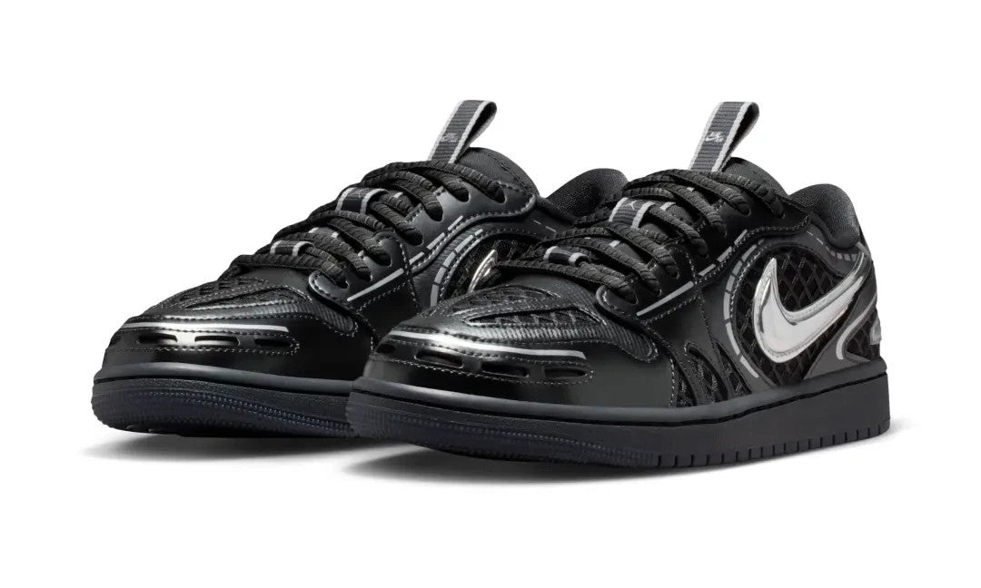 HQ2186-001 Nike Air Jordan 1 Low Method Of Make V3 Black Metallic Silve (Women's