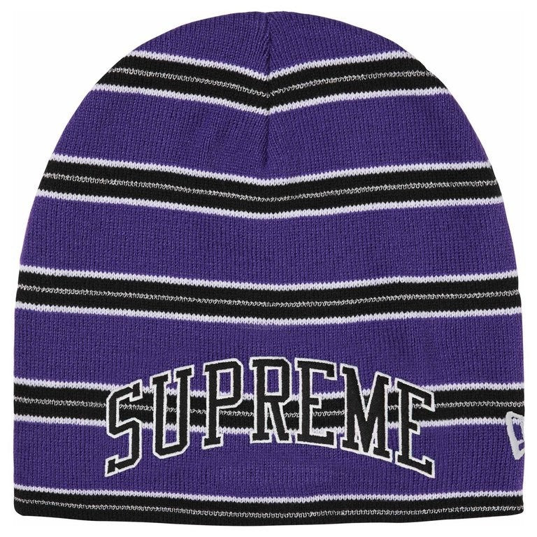 Supreme New Era Stripe Beanie Purple