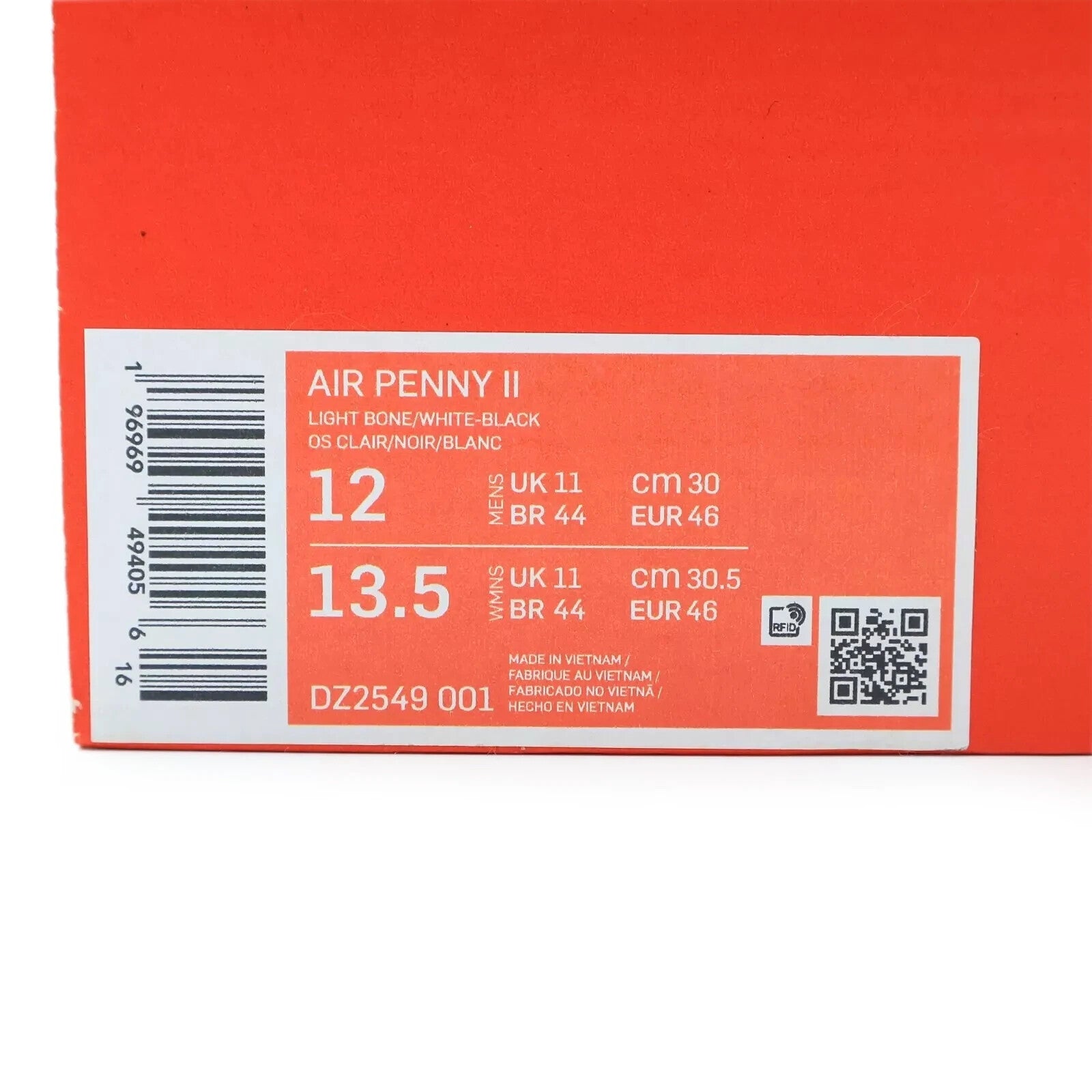 DZ2549-001 Nike Air Penny 2 Panda Light Bone White Photon Dust (Men's)