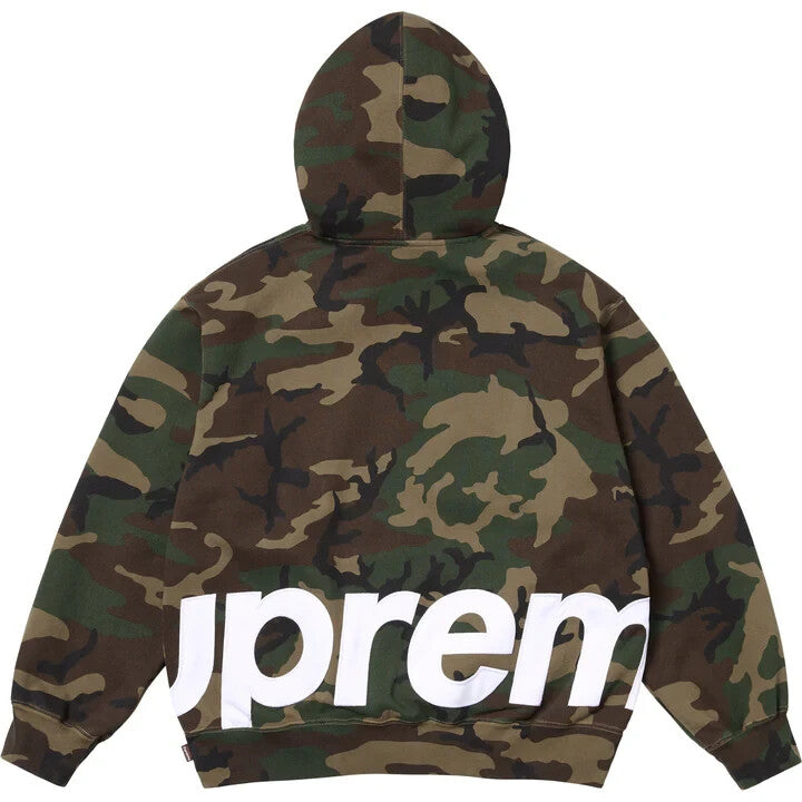 Supreme Big Logo Zip Up Hooded Sweatshirt Woodland Camo