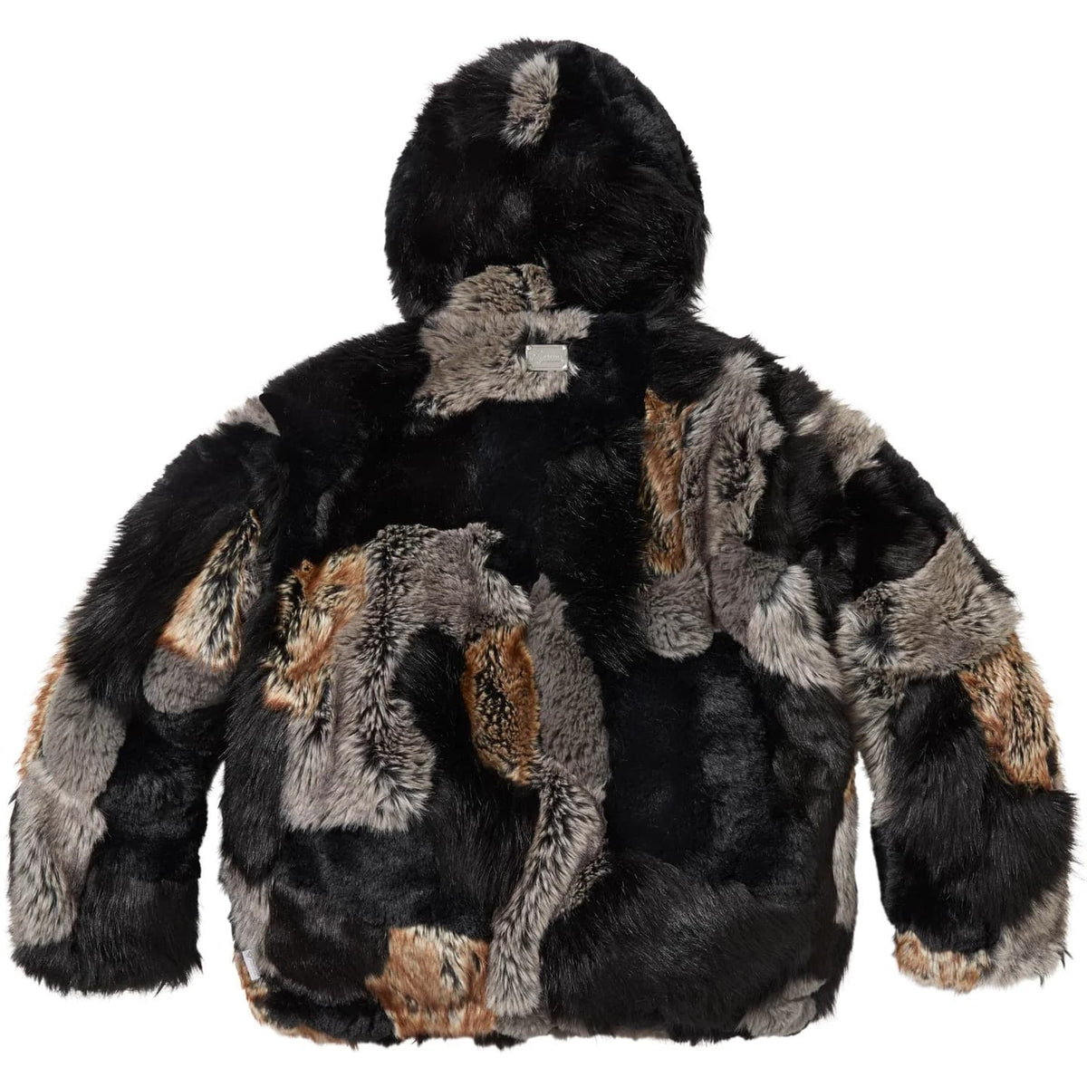 Supreme Patchwork WINDSTOPPER Hooded Faux Fur Jacket Black