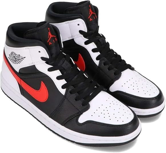 554724-075 Nike Air Jordan 1 Mid Black Chile Red White (Men's)