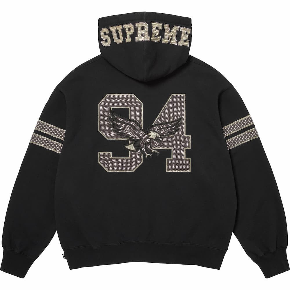 Supreme Rhinestone Eagle Hooded Sweatshirt Black