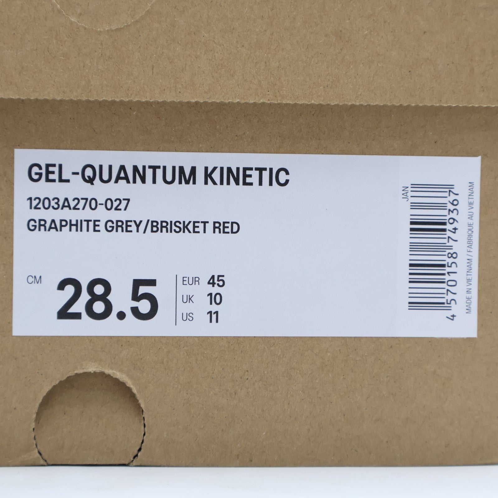 1203A270-027 Asics Gel-Quantum Kinetic Graphite Grey Brisket Red (Men's)
