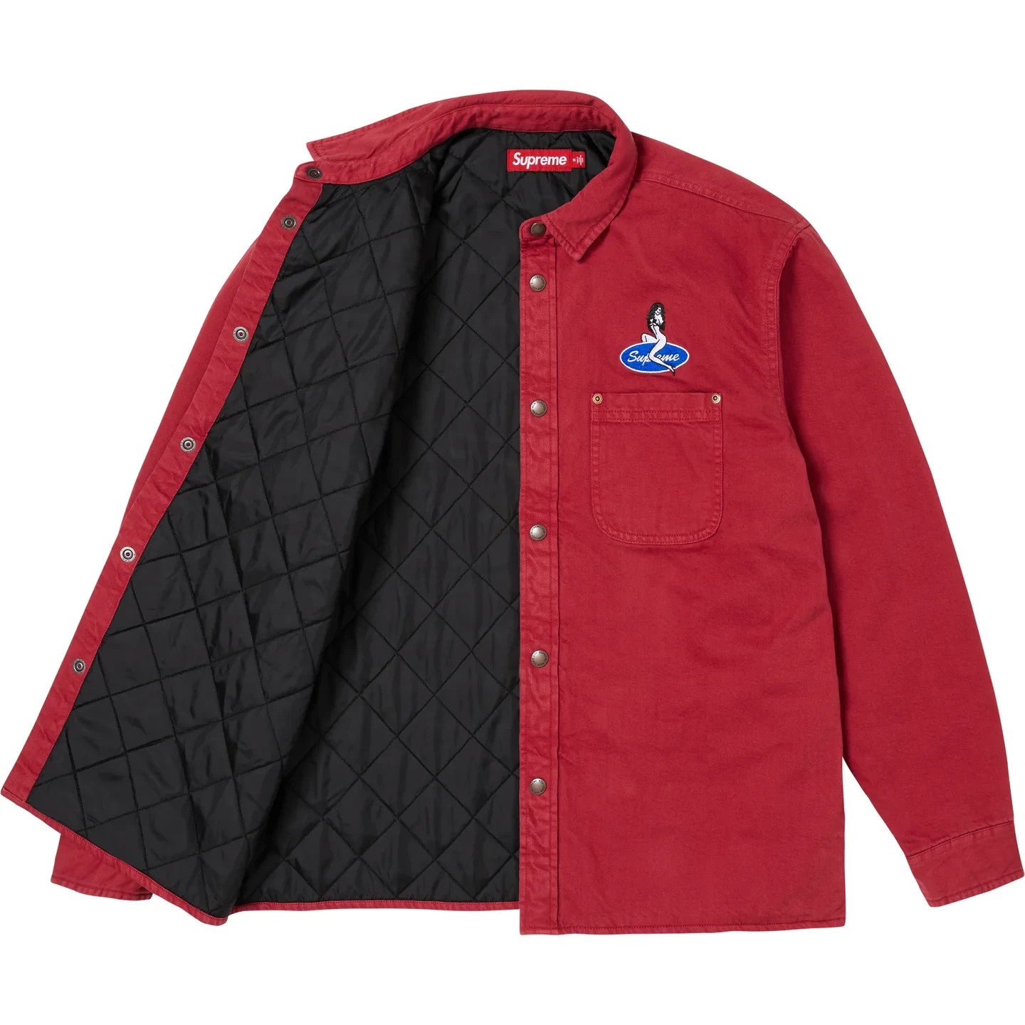 Supreme Quilted Lined Denim Snap Shirt Red