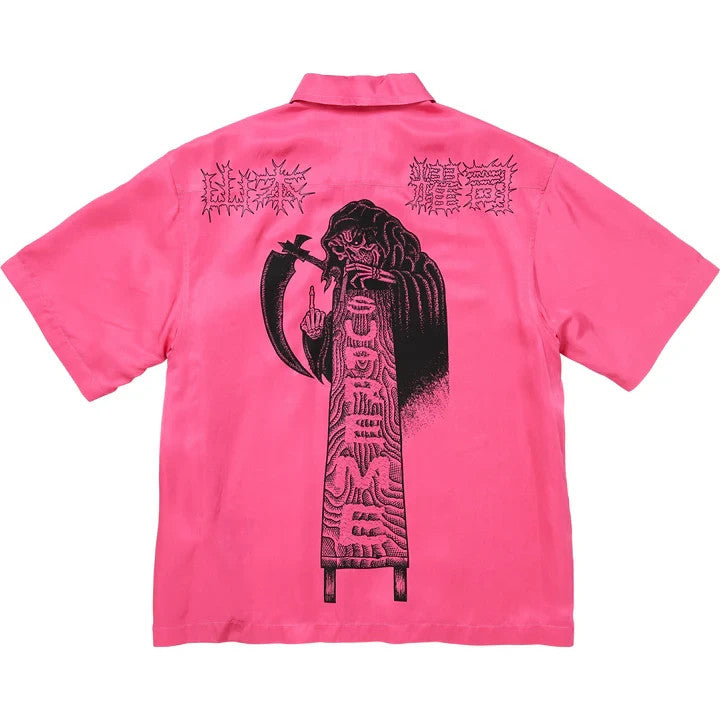 Supreme Y's by Yohji Yamamoto Silk Zip Up S/S Shirt Fuchsia